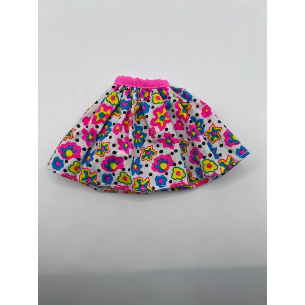 Vintage Mattel Barbie Floral Neon Color Skirt 1990s Y2K Doll‎ Clothing Dollhouse